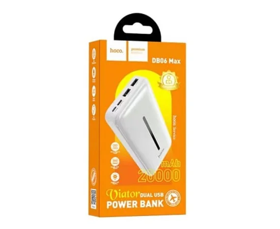 Портативное зарядное устройство Power Bank Hoco DB06 Max Viator 20000 mAh Белый