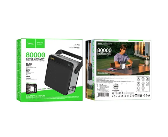 Портативное ЗУ Power Bank Hoco J161 Power 22.5W+PD20W with lighting 80000 mAh Black / Gray