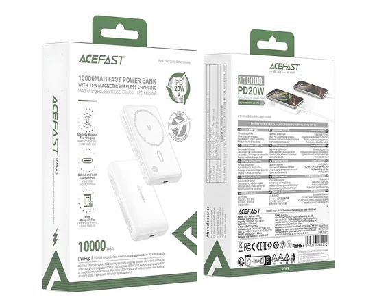 Портативное ЗУ Power Bank Acefast M26 20W с БЗУ 10000 mAh White