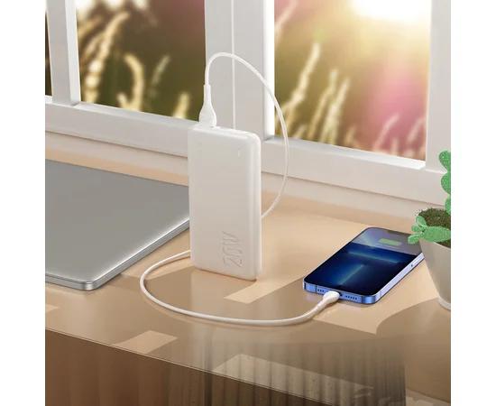 Портативное зарядное устройство Power Bank Hoco J87 Tacker PD20W+QC3.0 10000 mAh Белый