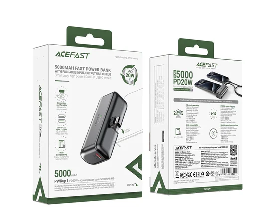 Портативное ЗУ Power Bank Acefast M9 PD20W 5000 mAh Black