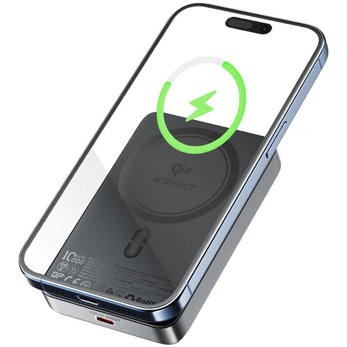 Портативное ЗУ Power Bank Acefast M11 30W Qi2 с БЗУ 10000 mAh Black