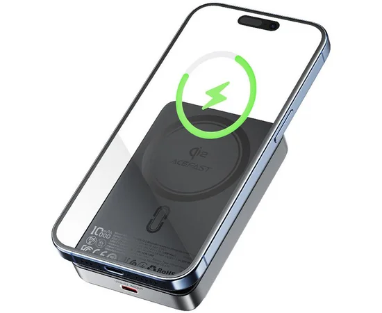 Портативное ЗУ Power Bank Acefast M11 30W Qi2 с БЗУ 10000 mAh Black