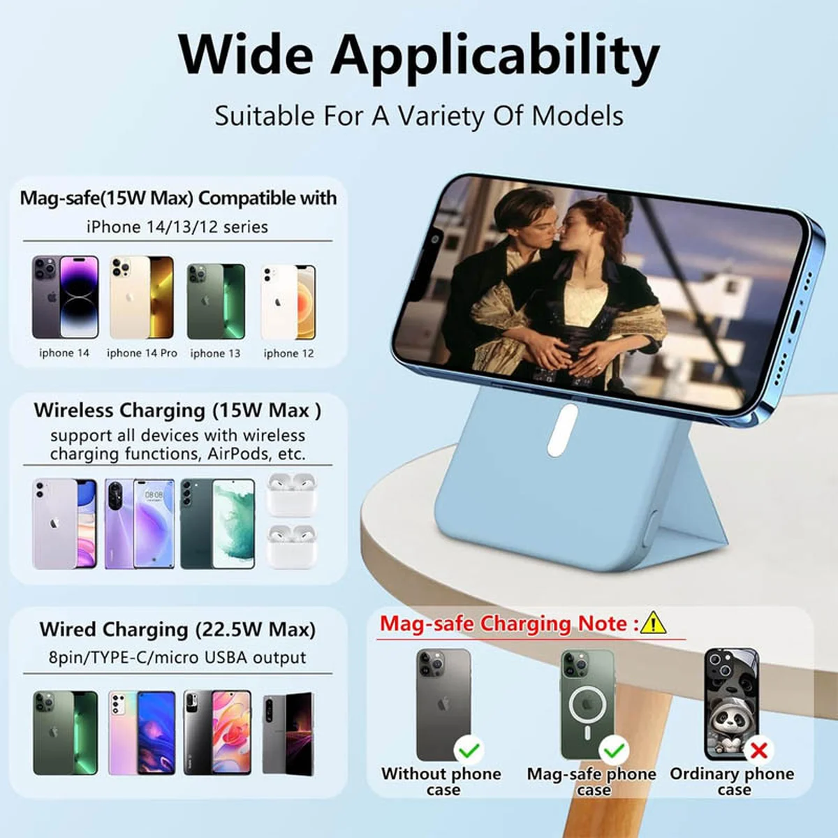 Портативное зарядное устройство Power Bank JJT-A27-1 PD20W+QC 22.5W с БЗУ 5000 mAh Light blue