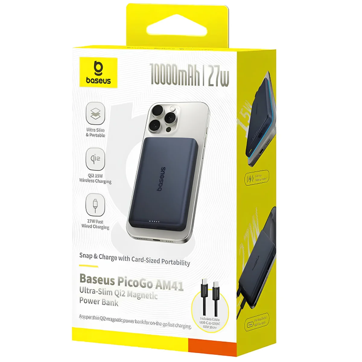 Портативное ЗУ Power Bank Baseus PicoGo AM41 Ultra-Slim 27W c БЗУ 10000 mAh (E0027200) Black