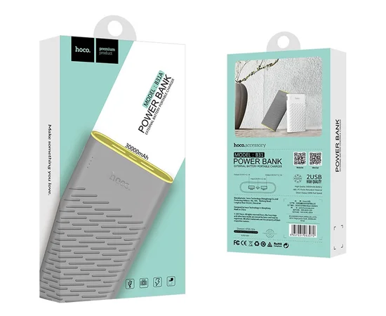 Портативное зарядное устройство Power Bank Hoco B31A 30000 mAh Серый