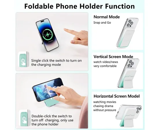 Портативное зарядное устройство Power Bank JJT-A27-1 Gradient PD20W+QC 22.5W с БЗУ 10000 mAh White / Green