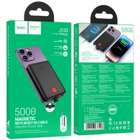 Портативне ЗУ Power Bank Hoco J133 Triumph PD20W із БЗУ + Lightning 5000 mAh Black
