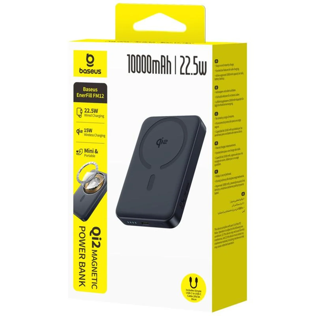 Портативное ЗУ Power Bank Baseus EnerFill FM12 Qi2 Magnetic 22.5W с БЗУ 10000mAh (E00285) Cosmic Black