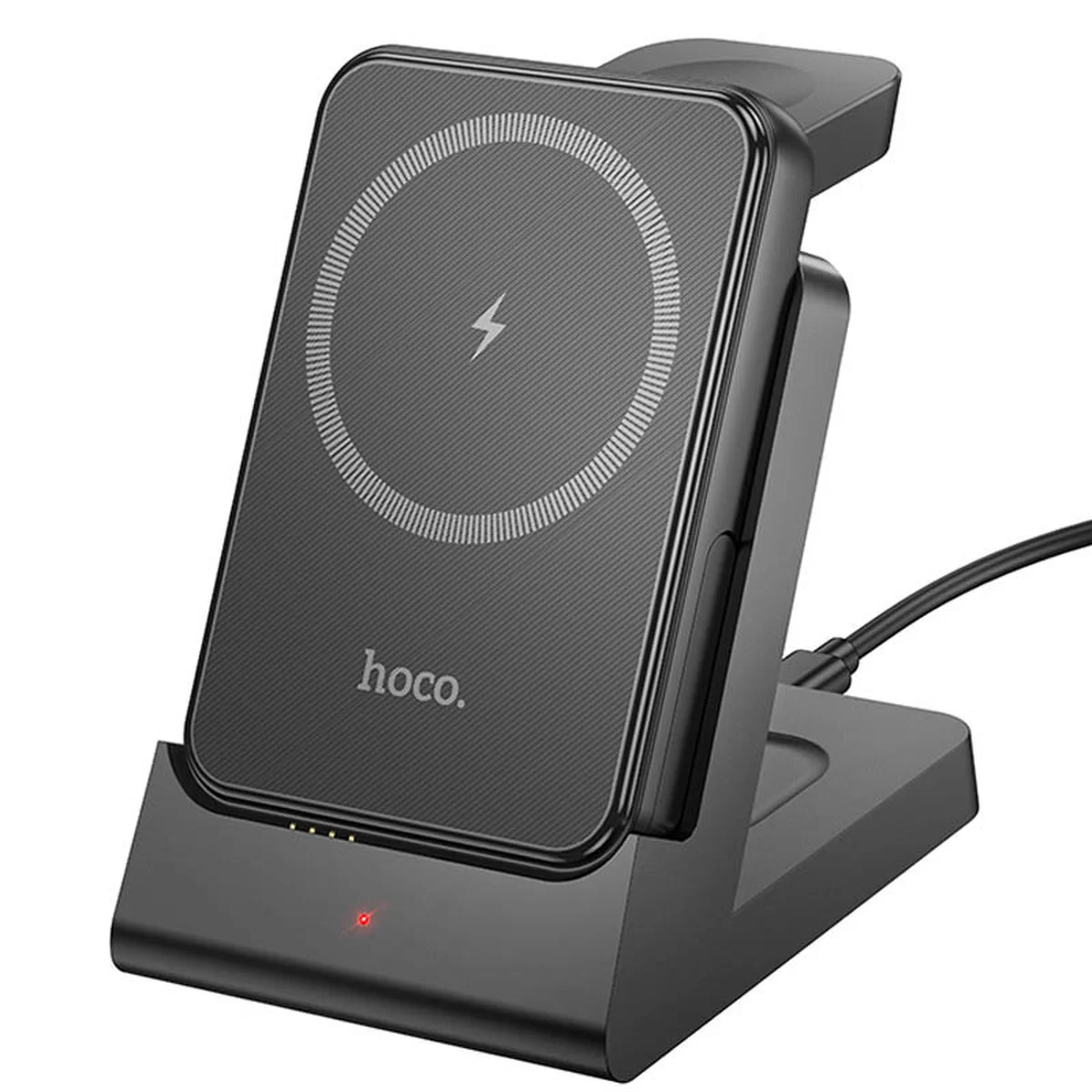 Портативное ЗУ Power Bank + зарядная станция Hoco J149 Victory 3in1 magnetic с БЗУ 5000 mAh Black