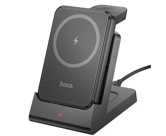 Портативное ЗУ Power Bank + зарядная станция Hoco J149 Victory 3in1 magnetic с БЗУ 5000 mAh Black