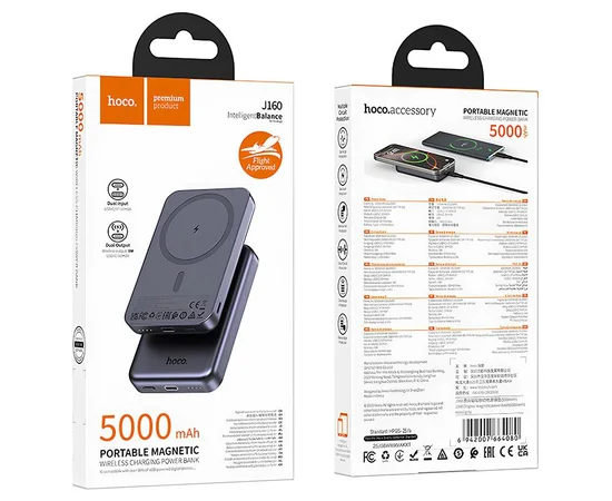 Портативное ЗУ Power Bank Hoco J160 Original с БЗУ 5000 mAh Metal gray