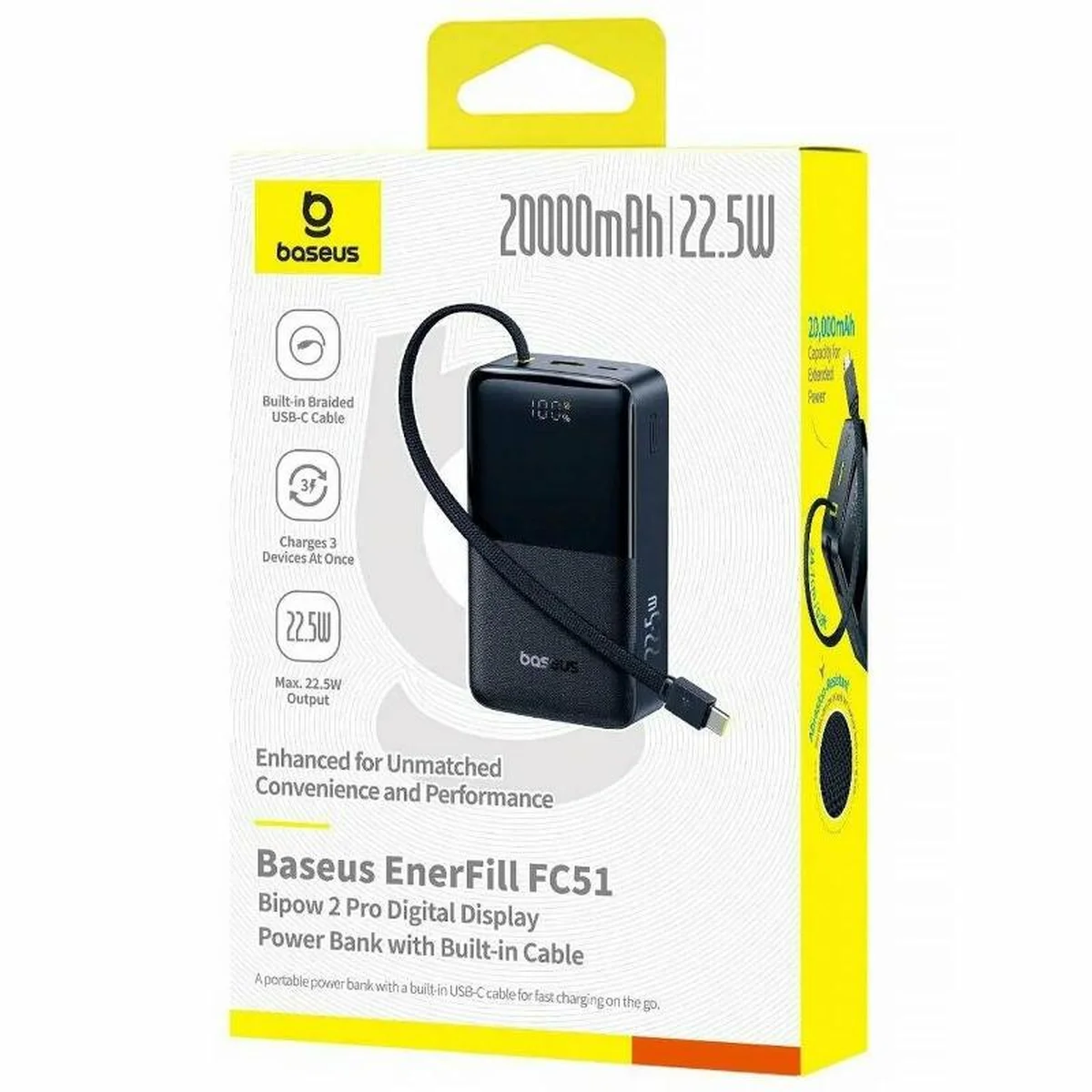 Портативное ЗУ Power Bank Baseus EnerFill FC51 Bipow2 Pro 22.5W 20000 mAh (E00277) Black