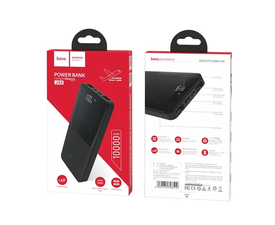 Портативное зарядное устройство PowerBank Hoco J42 High 10000 mAh Черный