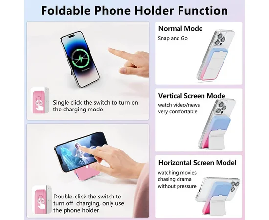 Портативное зарядное устройство Power Bank JJT-A27-1 Gradient PD20W+QC 22.5W с БЗУ 10000 mAh Blue / Pink