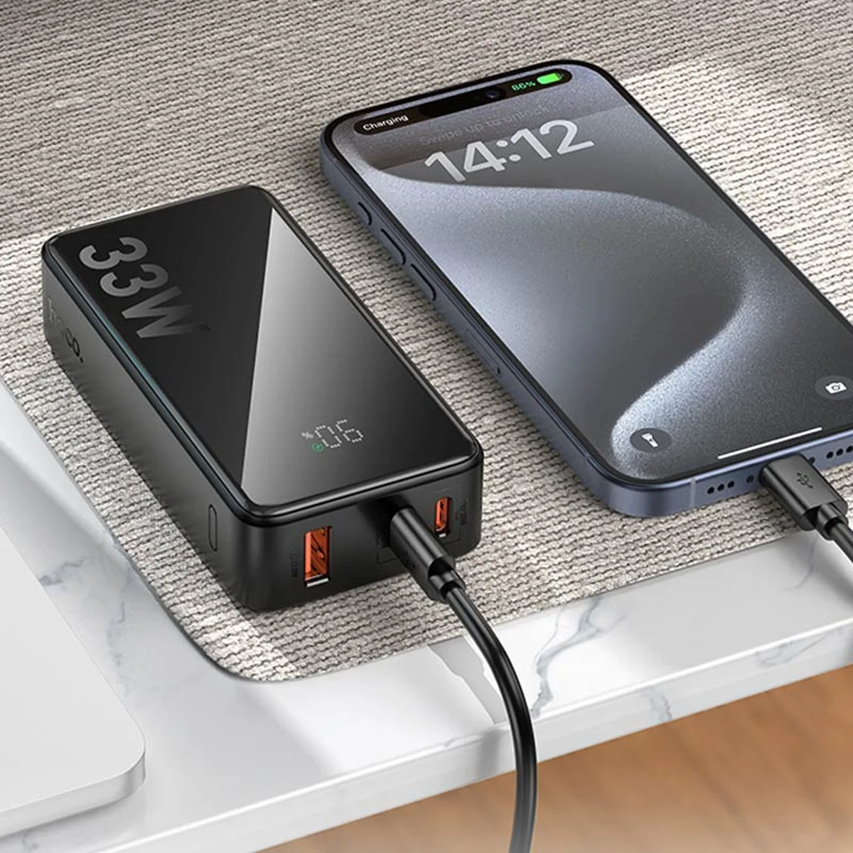 Портативное ЗУ Power Bank Hoco Q27 Jewel 33W 10000 mAh Black