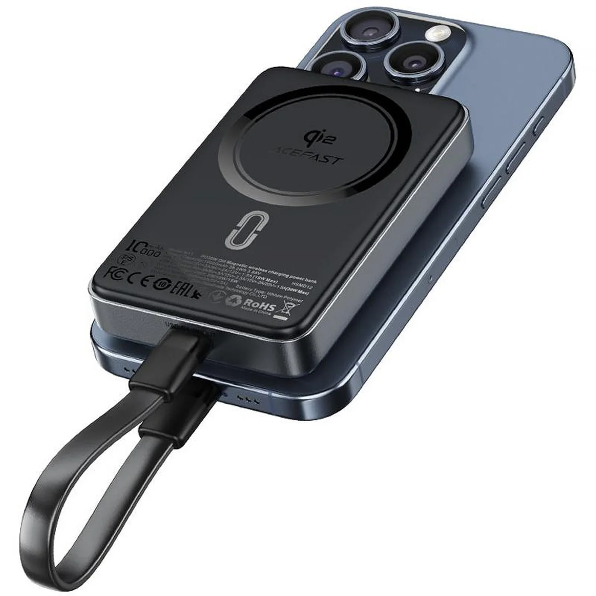 Портативне ЗУ Power Bank Acefast M11 30W Qi2 з БЗУ 10000 mAh Black