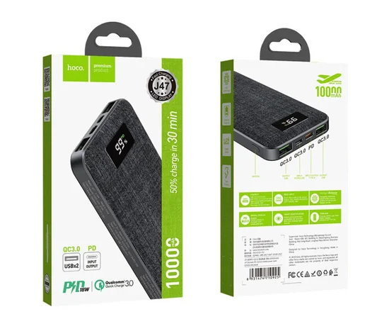 Портативное зарядное устройство PowerBank Hoco J47 "Element" PD+QC 3.0 10000 mAh Черный