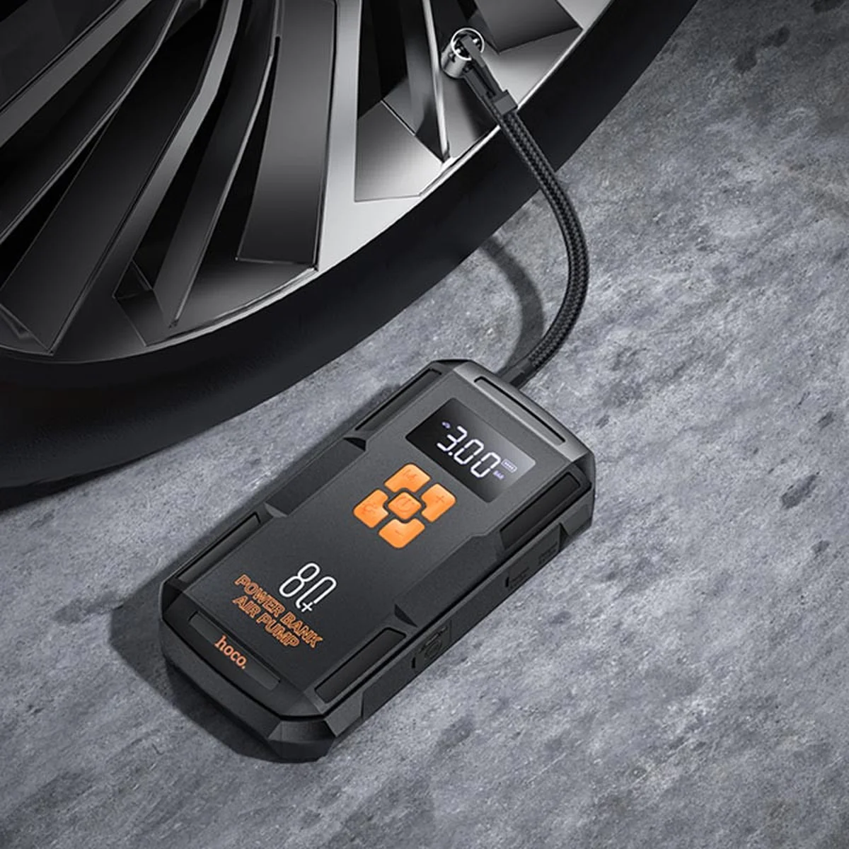 Пусковий пристрій (бустер) для автомобіля Hoco QS2 Land Jump Starter and Air Pump 8000 mAh Black