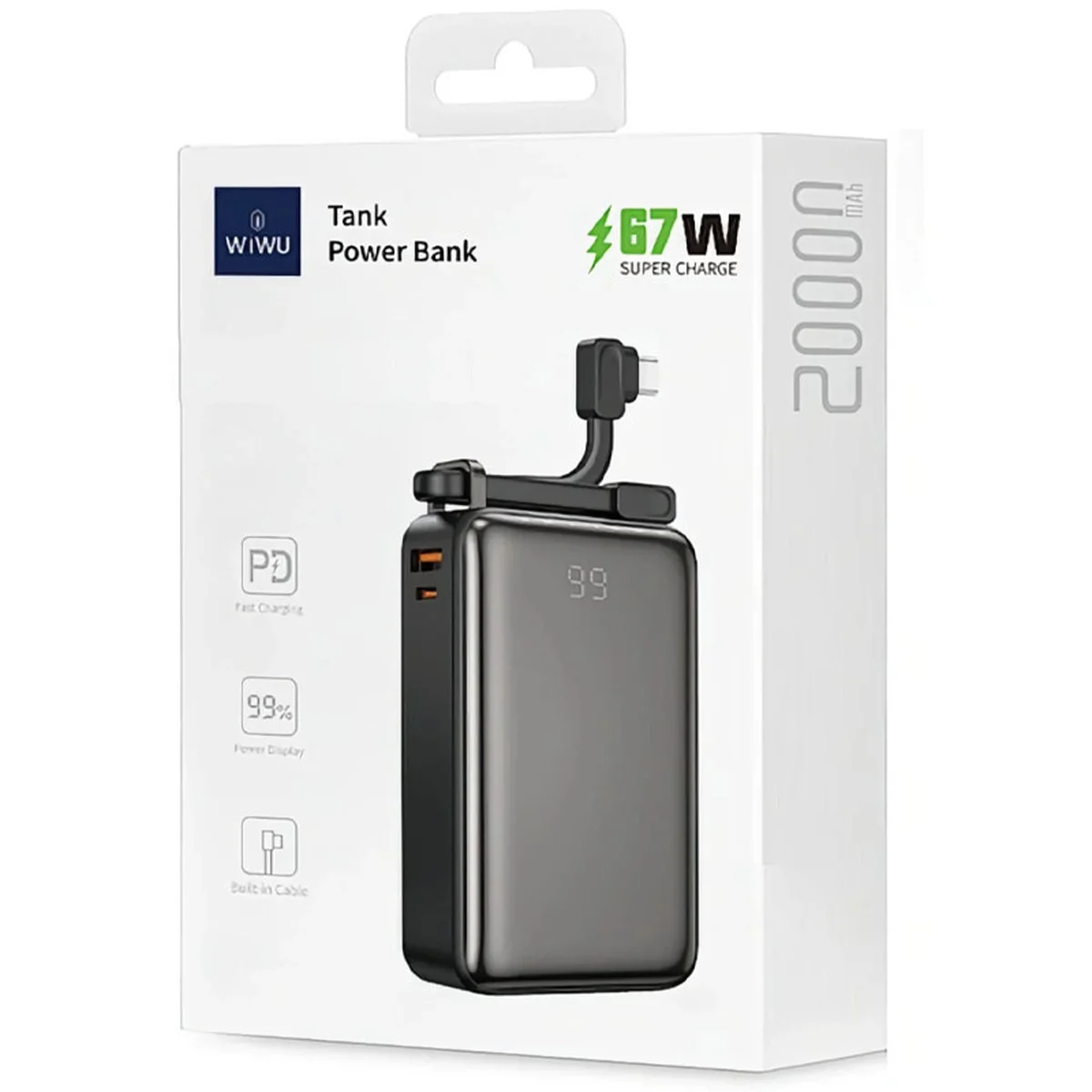 Портативне ЗУ Power Bank WIWU Wi-P012 Tank 67W 20000 mAh Black