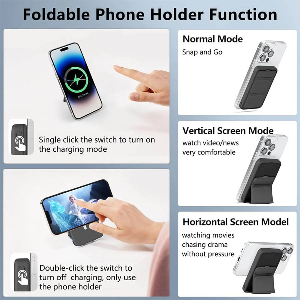 Портативное зарядное устройство Power Bank JJT-A27-1 PD20W+QC 22.5W с БЗУ 5000 mAh Black