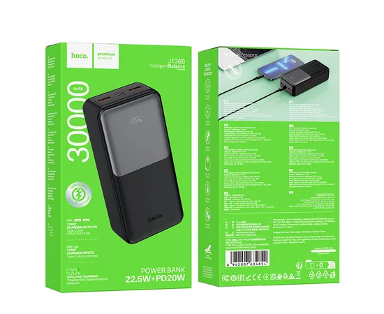 Портативне ЗУ Power Bank Hoco J136B Sirui 22.5W+PD20W 30000 mAh Black