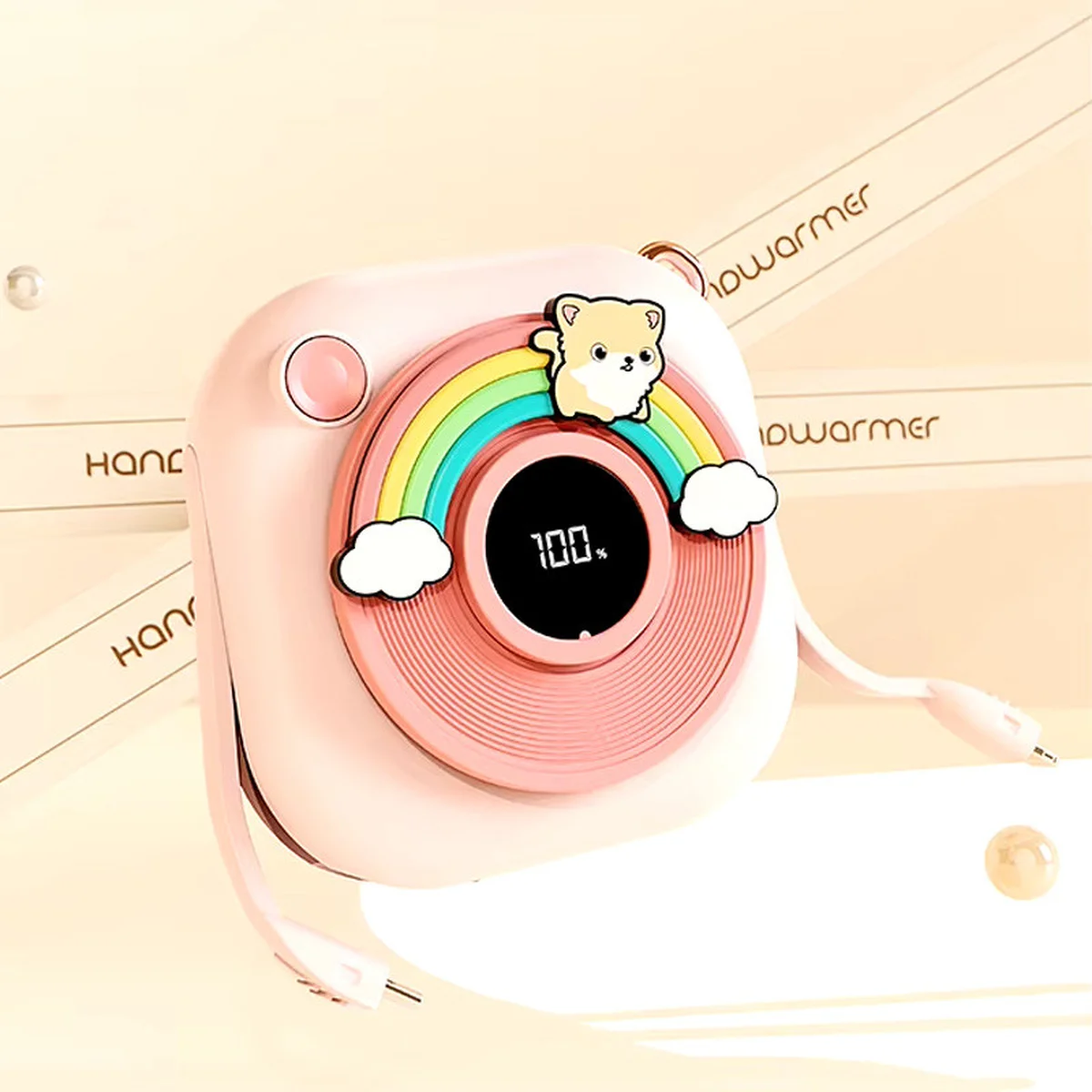 Портативное ЗУ Power Bank GXZ-N11 2in1 with cable с обогревателем для рук 5000 mAh Pink