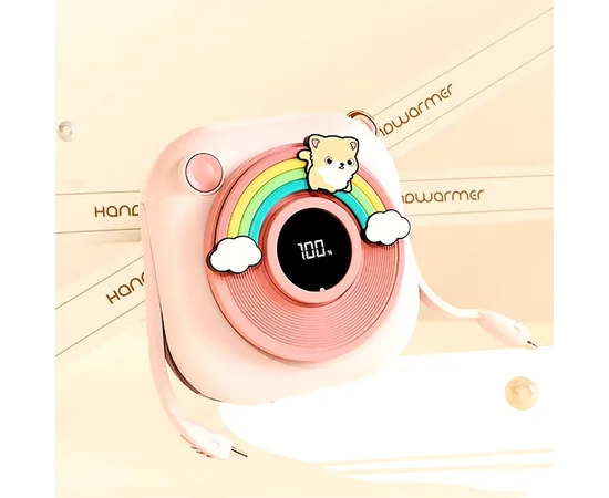 Портативне ЗУ Power Bank GXZ-N11 2in1 with cable з обігрівачем для рук 5000 mAh Pink