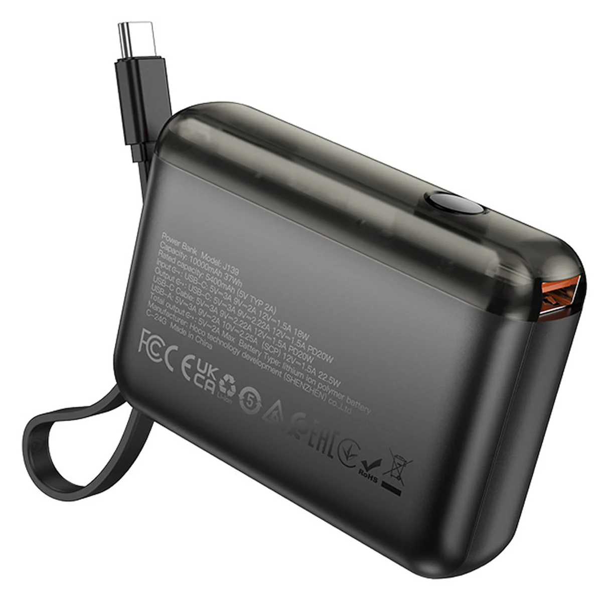 Портативне ЗУ Power Bank Hoco J139 Hero 22.5W+PD20W + Type-C 10000 mAh Black