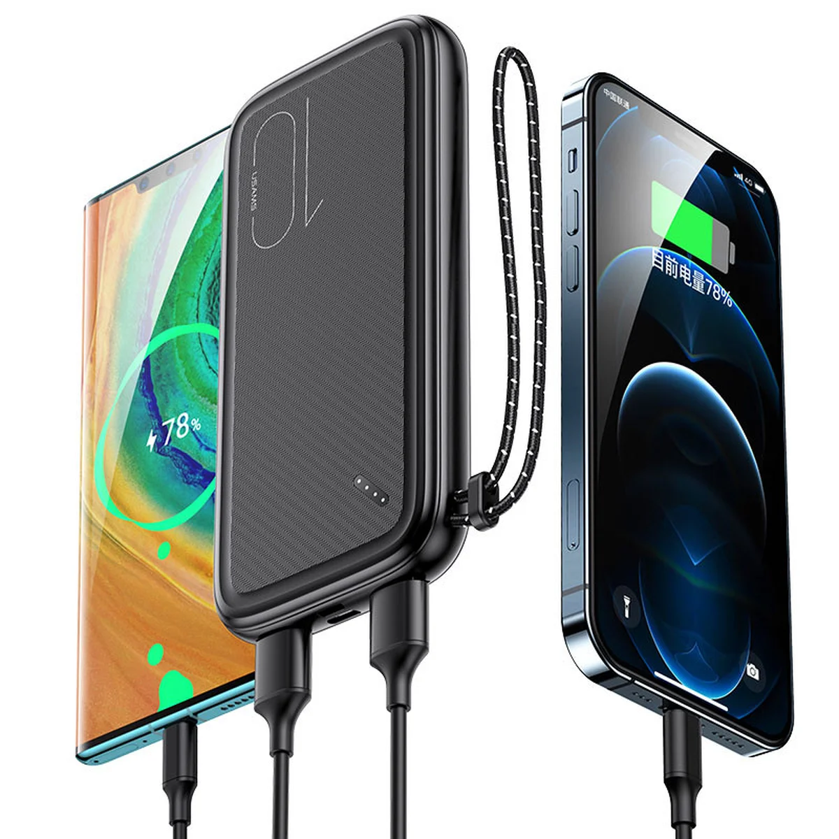 Портативний зарядний пристрій Power bank Usams US-CD150 PB56 with Lanyard 10000mAh Чорний