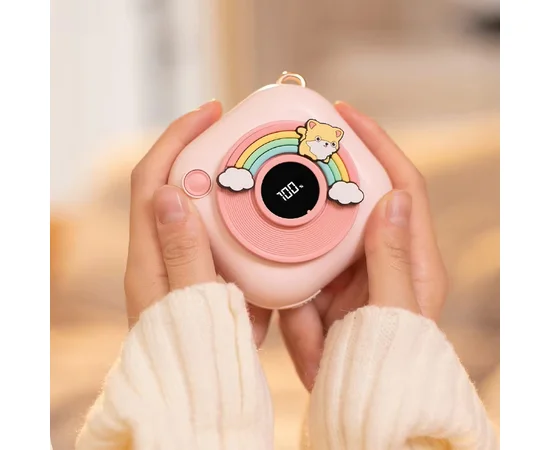 Портативное ЗУ Power Bank GXZ-N11 2in1 with cable с обогревателем для рук 5000 mAh Pink