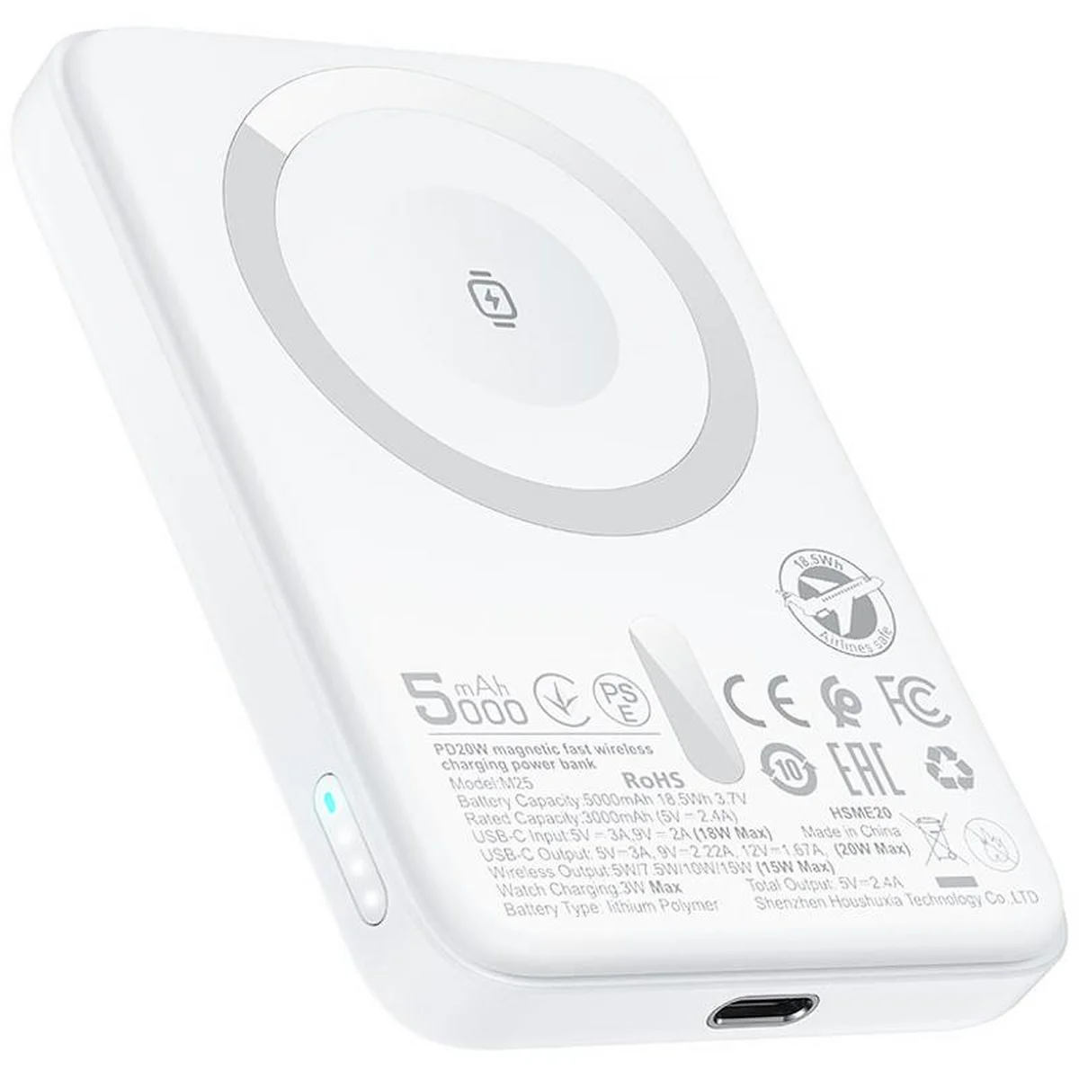 Портативне ЗУ Power Bank Acefast M25 20W з БЗП+iWatch 5000 mAh White