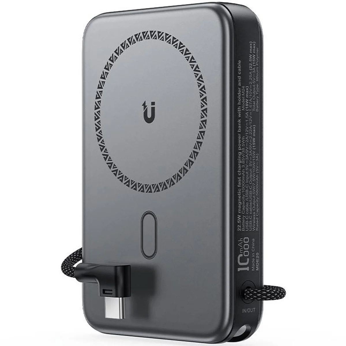 Портативное ЗУ Power Bank Acefast M24 22.5W с БЗУ 10000 mAh Metal gray