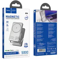 Портативное ЗУ Power Bank Hoco Q36 Sunlight magnetic suction+holder PD20W с БЗУ 5000 mAh Metal grey
