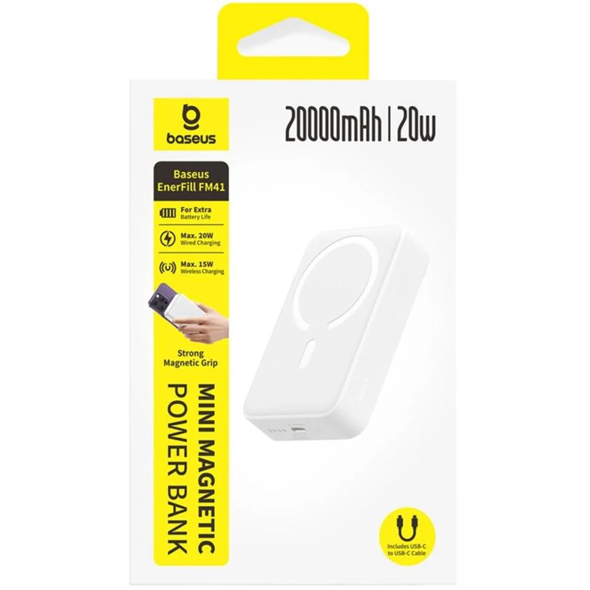 Портативное ЗУ Power Bank Baseus EnerFill FM41 Mini Magnetic PD20W с БЗУ 20000mAh (E0027U) Moon White