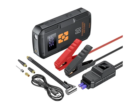 Пусковий пристрій (бустер) для автомобіля Hoco QS2 Land Jump Starter and Air Pump 8000 mAh Black