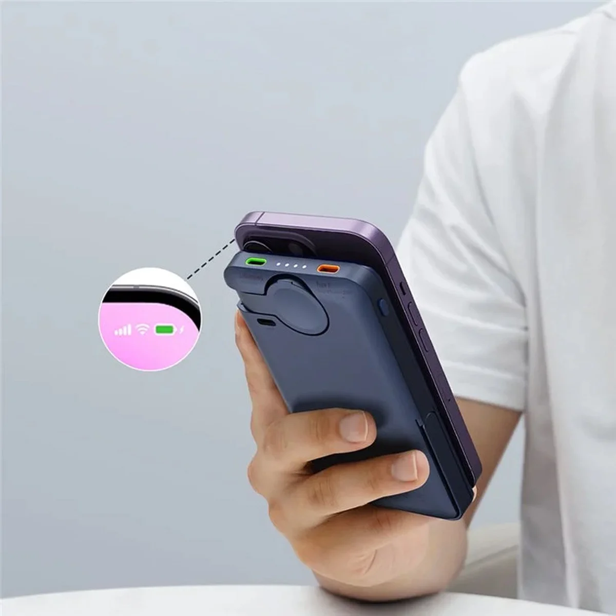 Портативное ЗУ Power Bank JJT-MP01 2in1 20W с БЗУ+iWatch 10000 mAh Blue