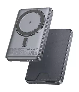 Портативное ЗУ Power Bank Hoco Q46 Title PD20W с БЗУ+card holder 5000 mAh Silver gray