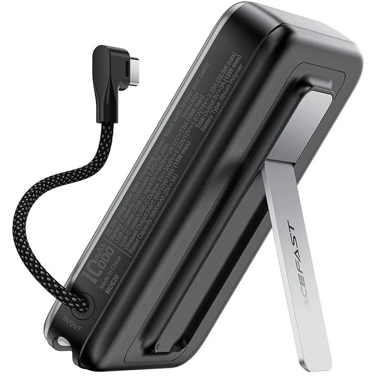 Портативное ЗУ Power Bank Acefast M24 22.5W с БЗУ 10000 mAh Metal gray