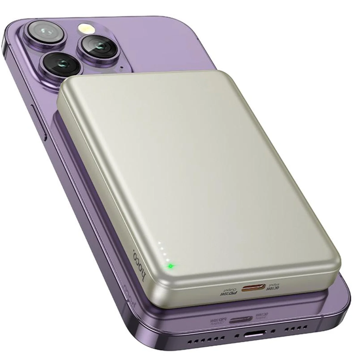 Портативное ЗУ Power Bank Hoco Q26A Joy PD20W с БЗУ 10000 mAh Titanium gold