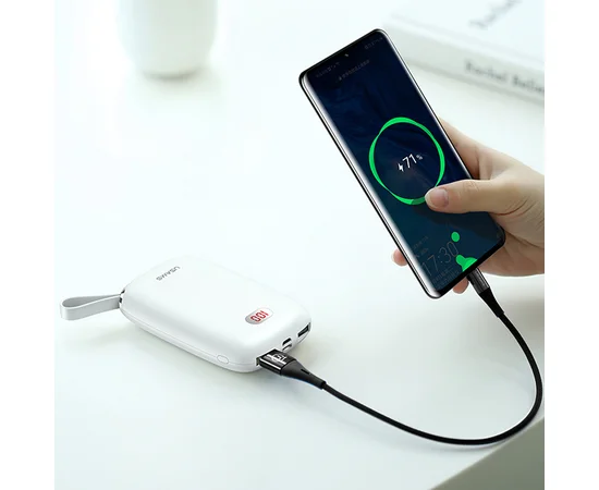 Портативное зарядное устройство Usams US-CD78 Dual USB Display With Lanyard (10000mAh) Белый
