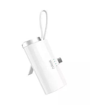 Портативное ЗУ Power Bank WIWU W026 Type-C с БЗУ 15W 5000 mAh White