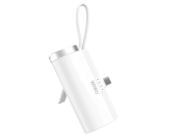 Портативне ЗУ Power Bank WIWU W026 Type-C з БЗУ 15W 5000 mAh White