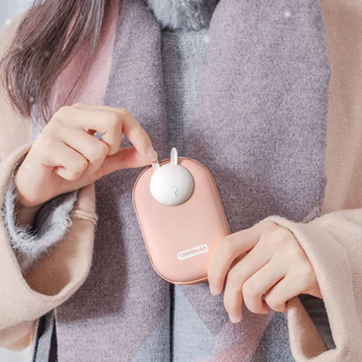 Портативное ЗУ Power Bank GXZ-N705 2in1 с обогревателем для рук 10000 mAh Pink / Rabbit