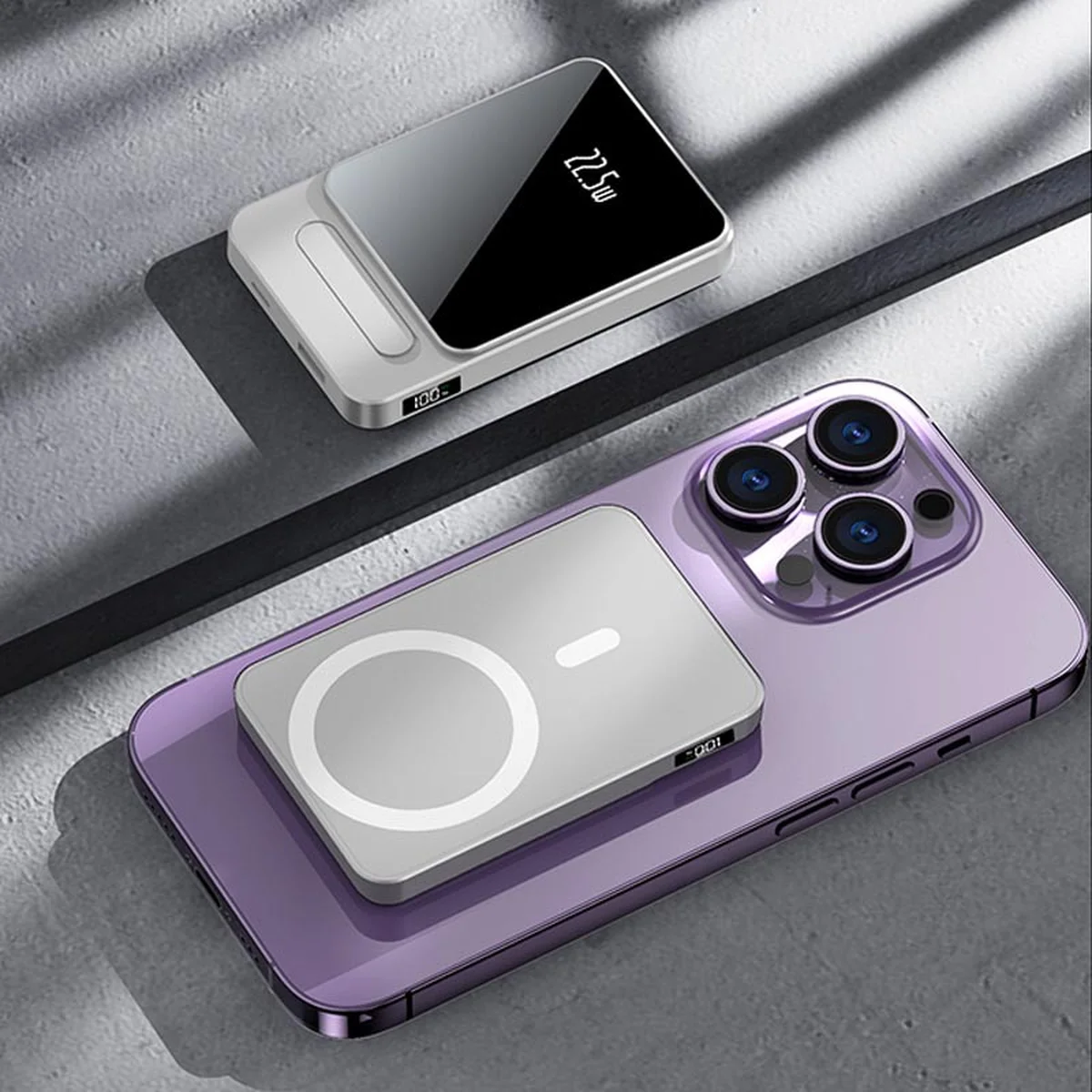 Портативное ЗУ Power Bank JJT-A77 PD20W+QC 22.5W с БЗУ 10000 mAh Silver