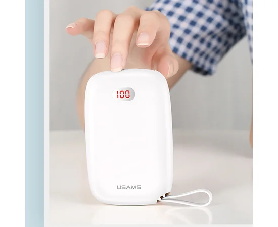 Портативное зарядное устройство Usams US-CD78 Dual USB Display With Lanyard (10000mAh) Белый