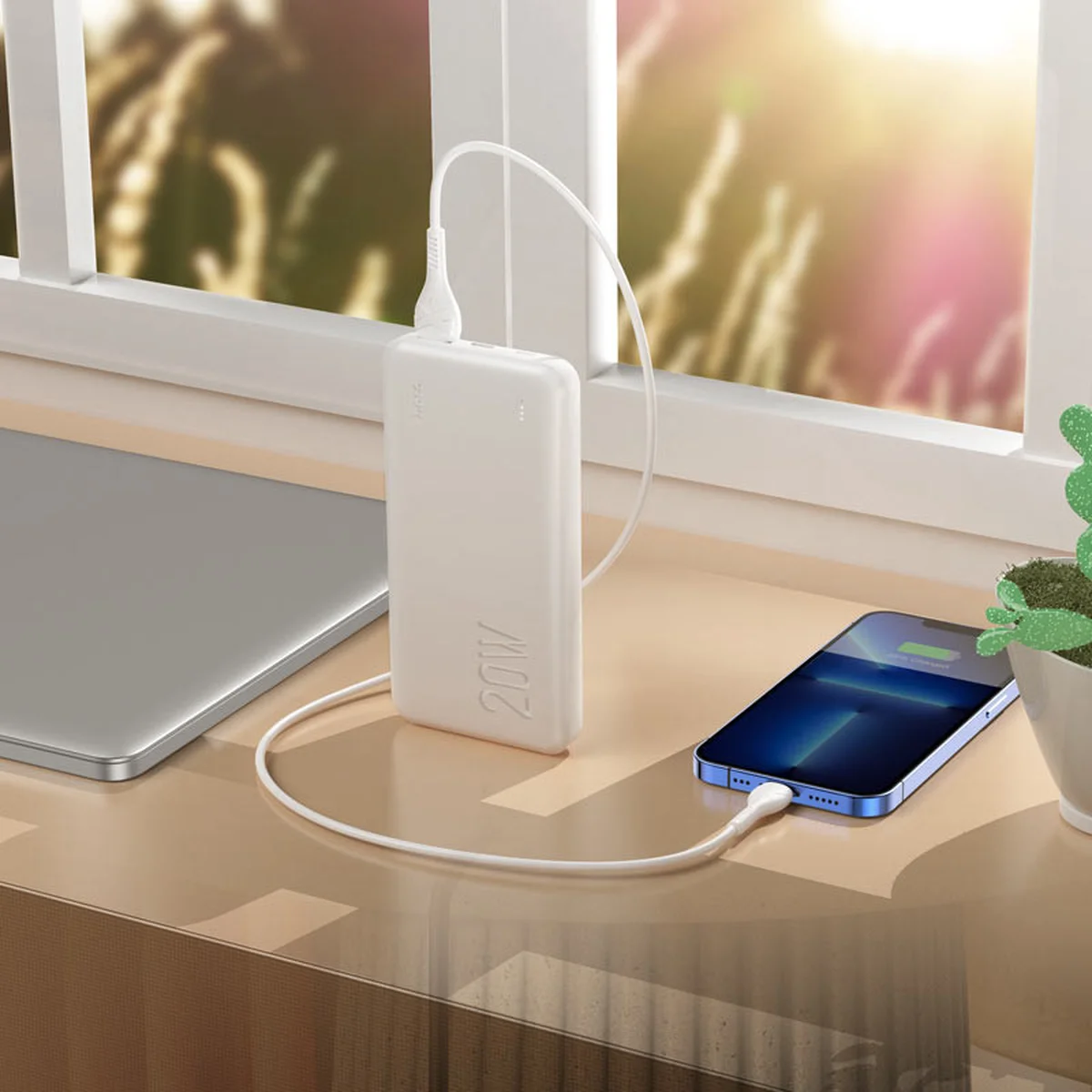 Портативний зарядний пристрій Power Bank Hoco J87 Tacker PD20W+QC3.0 10000 mAh Білий