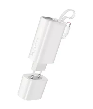 Портативное ЗУ Power Bank Hoco J148 Handy PD20W with cable 5000 mAh White Портативное ЗУ Power Bank Hoco J148 Handy PD20W with cable 5000 mAh White