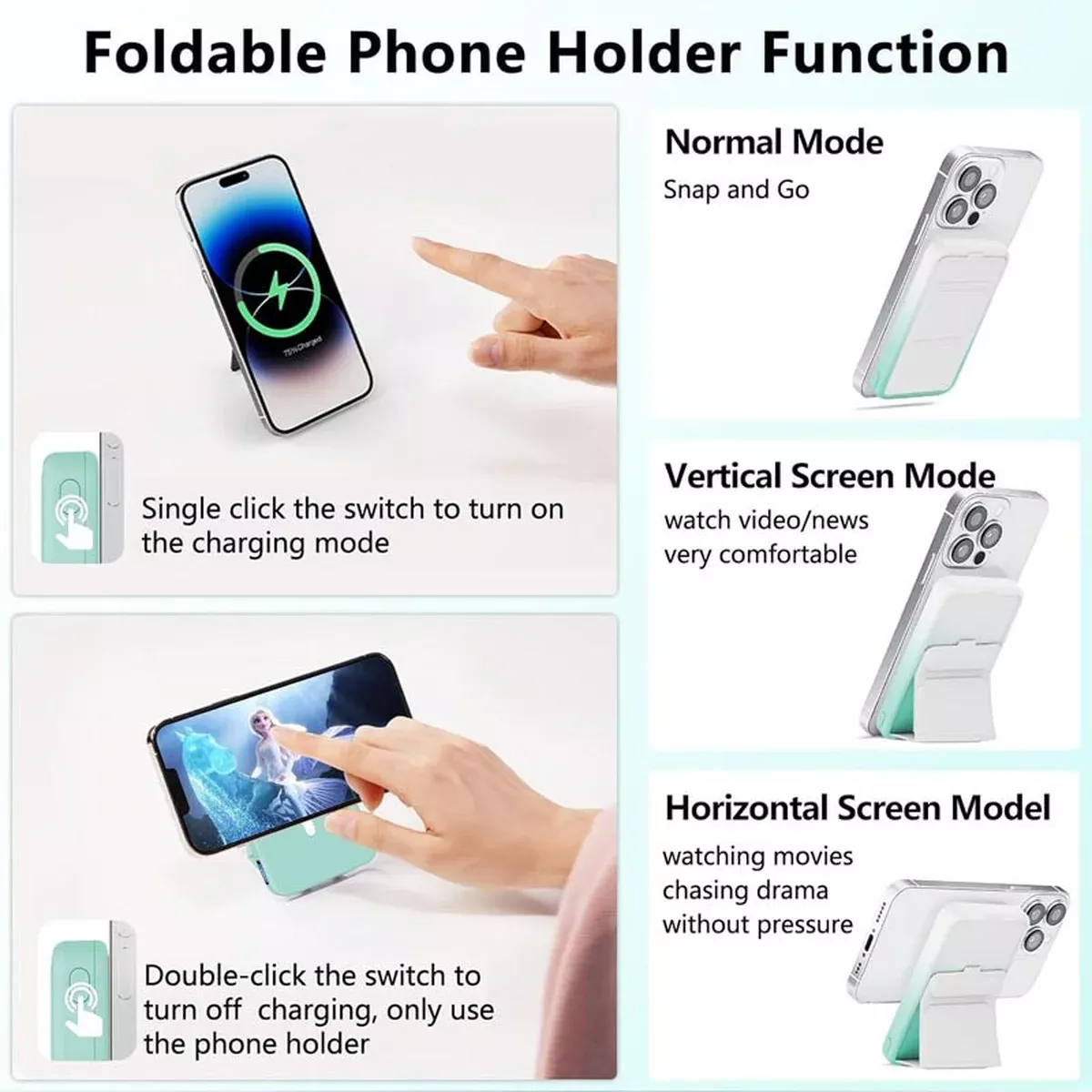 Портативное зарядное устройство Power Bank JJT-A27-1 Gradient PD20W+QC 22.5W с БЗУ 10000 mAh White / Green