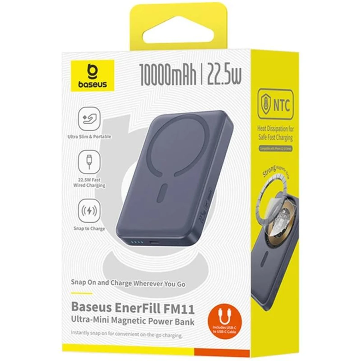 Портативное ЗУ Power Bank Baseus EnerFill FM11 Ultra-Mini 22.5W с БЗУ 10000mAh (PPFM11-1022) Space Grey